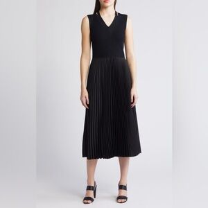 Boss Farara Mixed Media Sleeveless Pleated Dress size medium